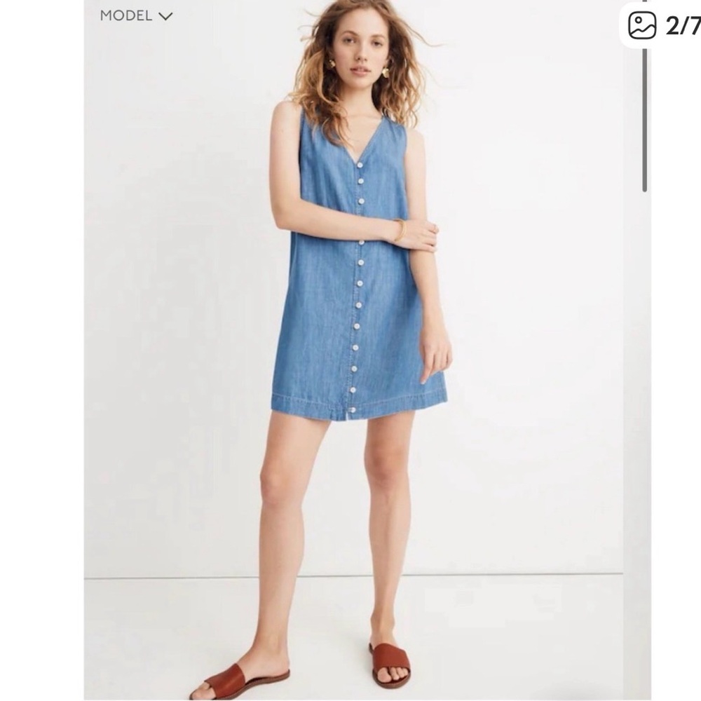 Madewell XS lightweight Sleeveless Chambray Button-Front Dress